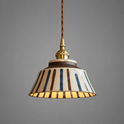 Vintage Painted Ceramic Pendant Light