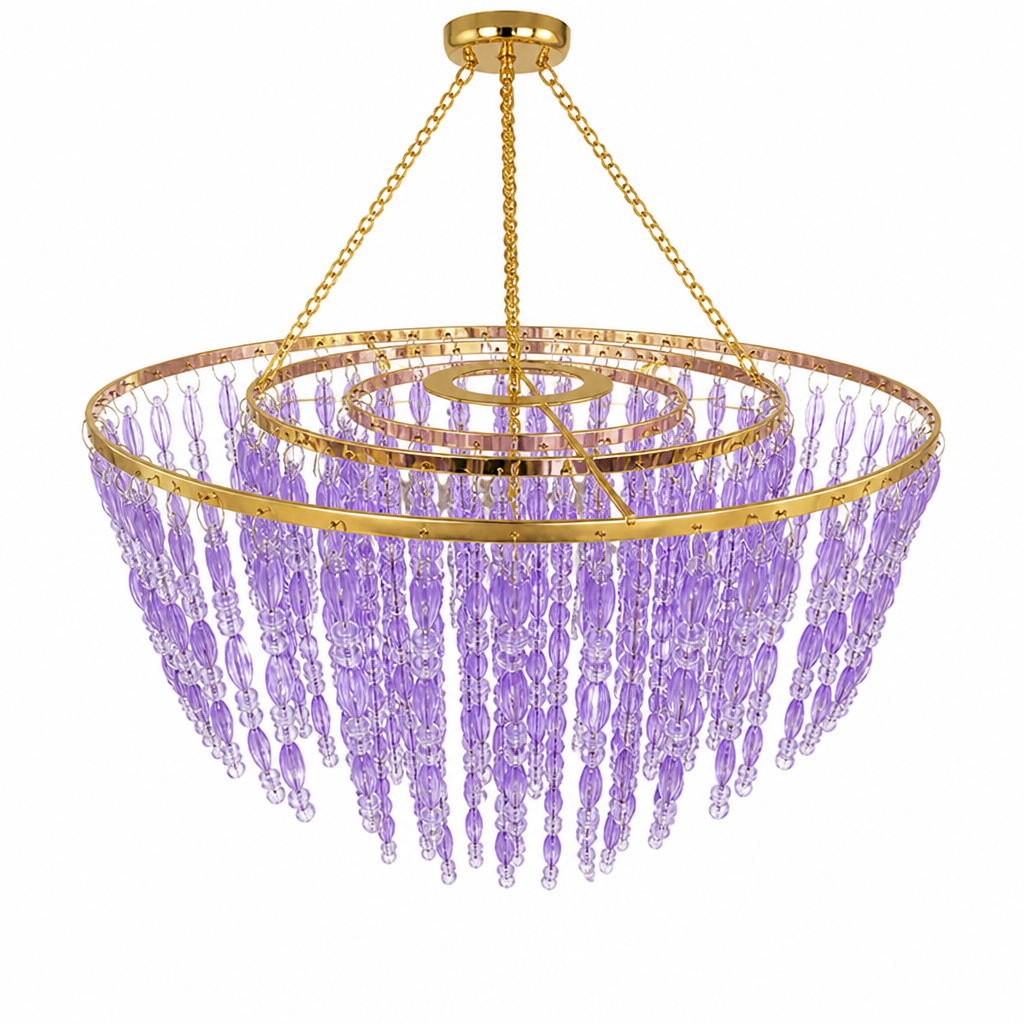 Vintage Purple Beaded Pendant Light