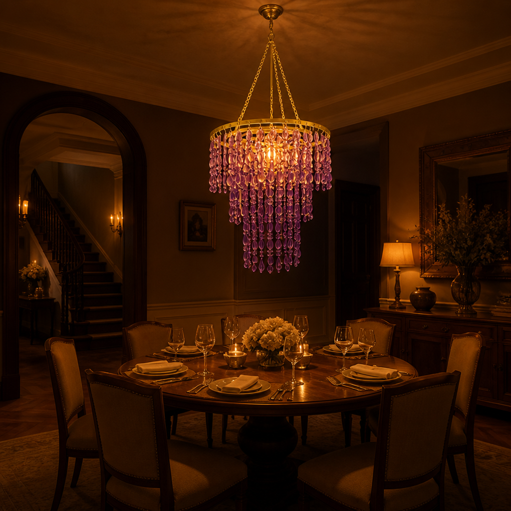 Vintage Purple Beaded Pendant Light
