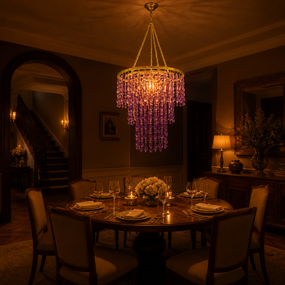 Vintage Purple Beaded Pendant Light