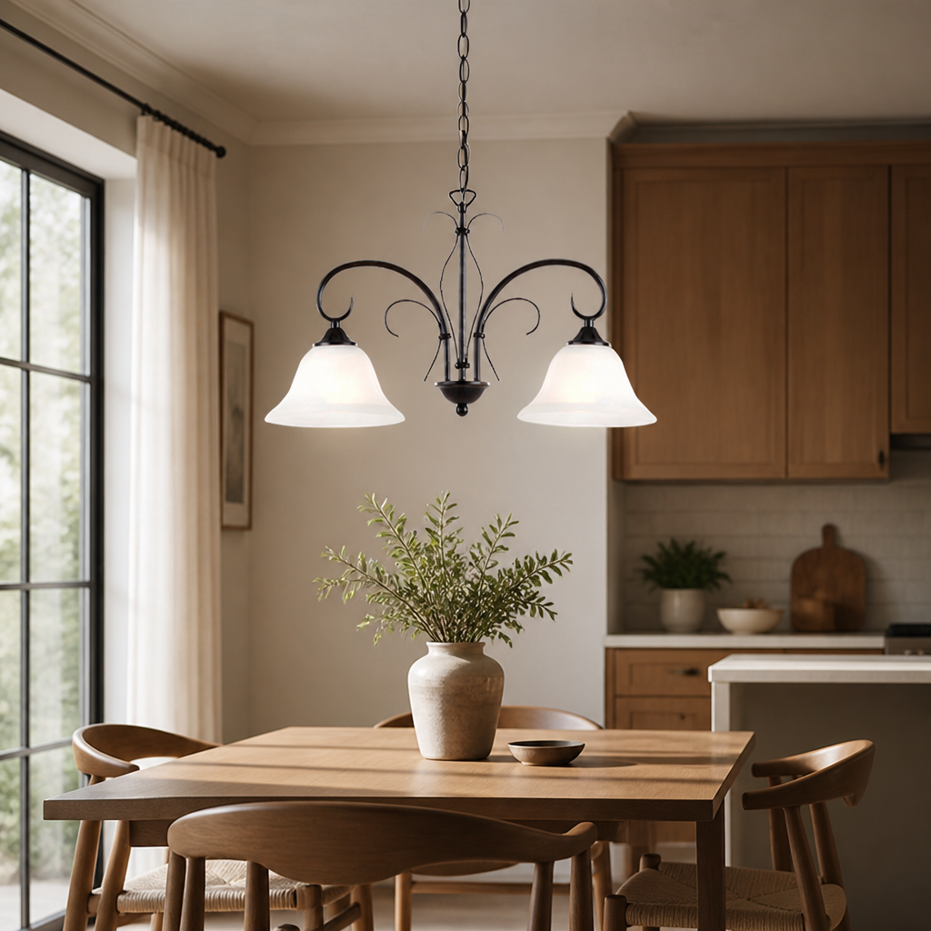 Vintage Rust with Glass Shade Pendant Light