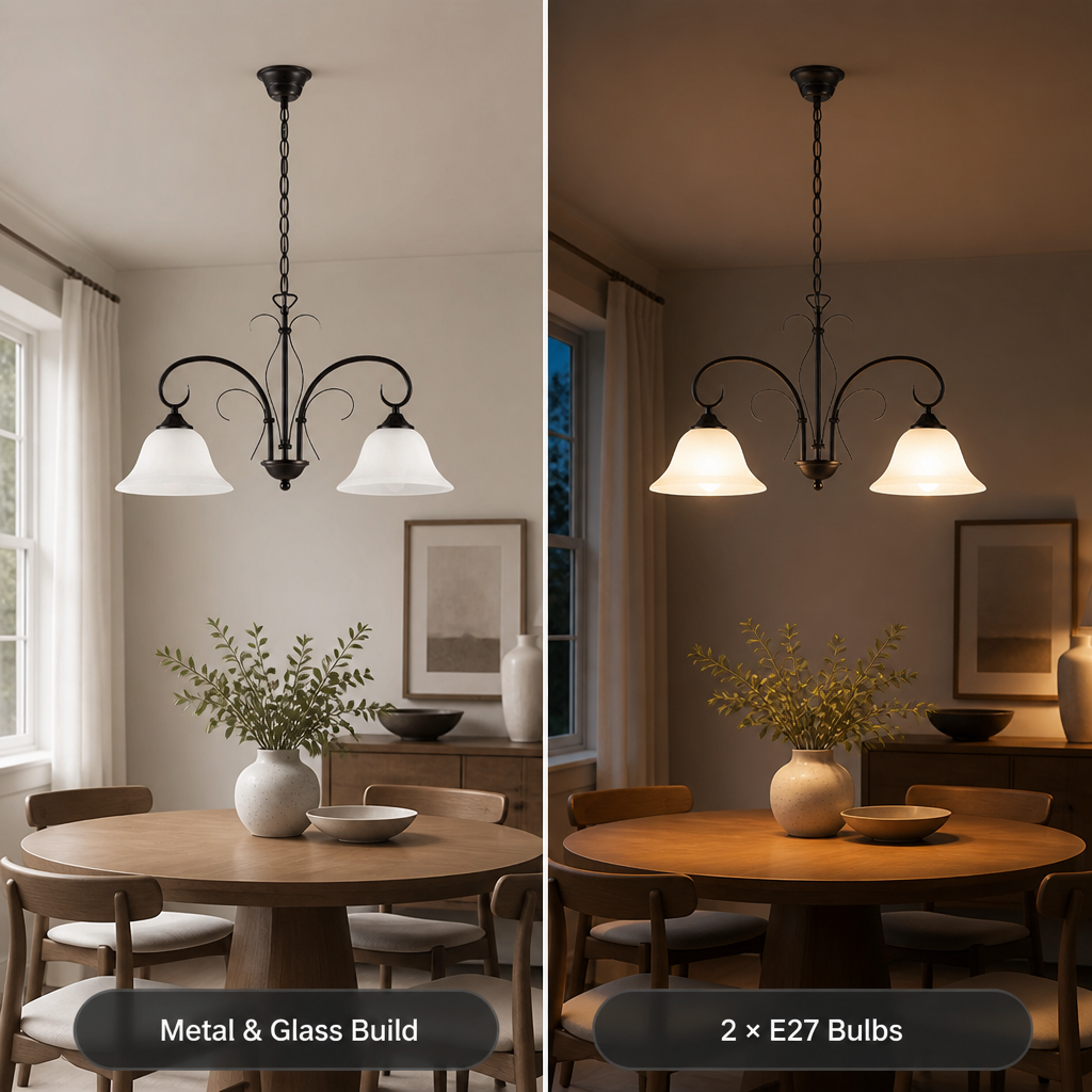 Vintage Rust with Glass Shade Pendant Light