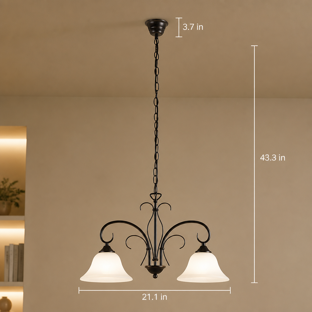 Vintage Rust with Glass Shade Pendant Light