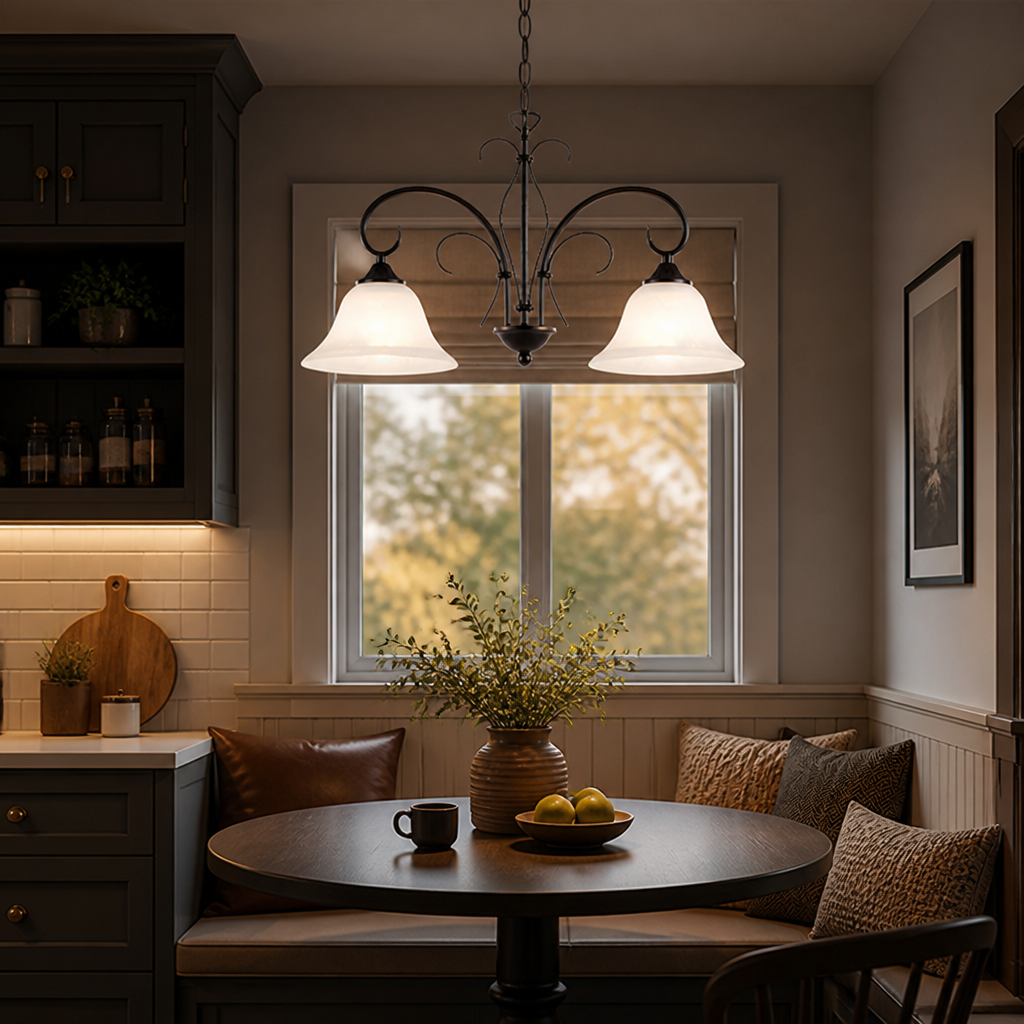 Vintage Rust with Glass Shade Pendant Light