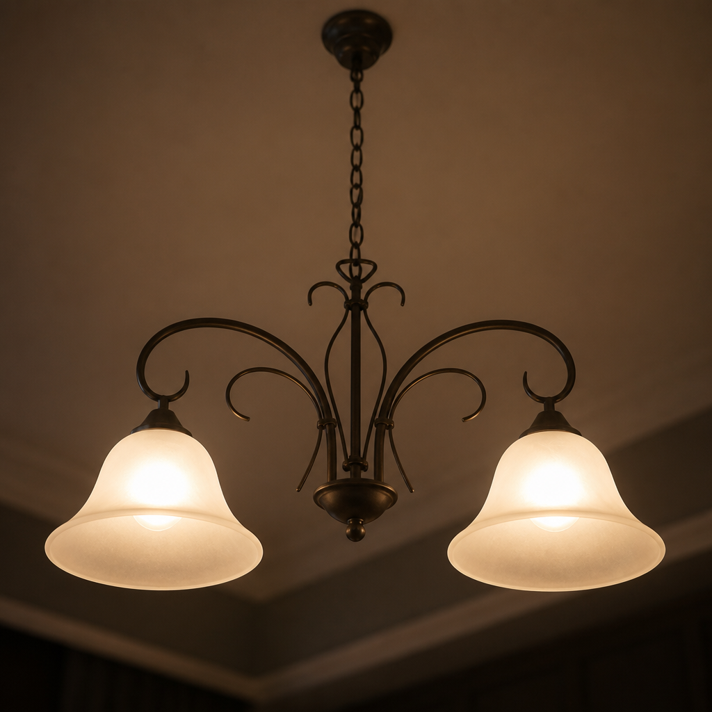 Vintage Rust with Glass Shade Pendant Light