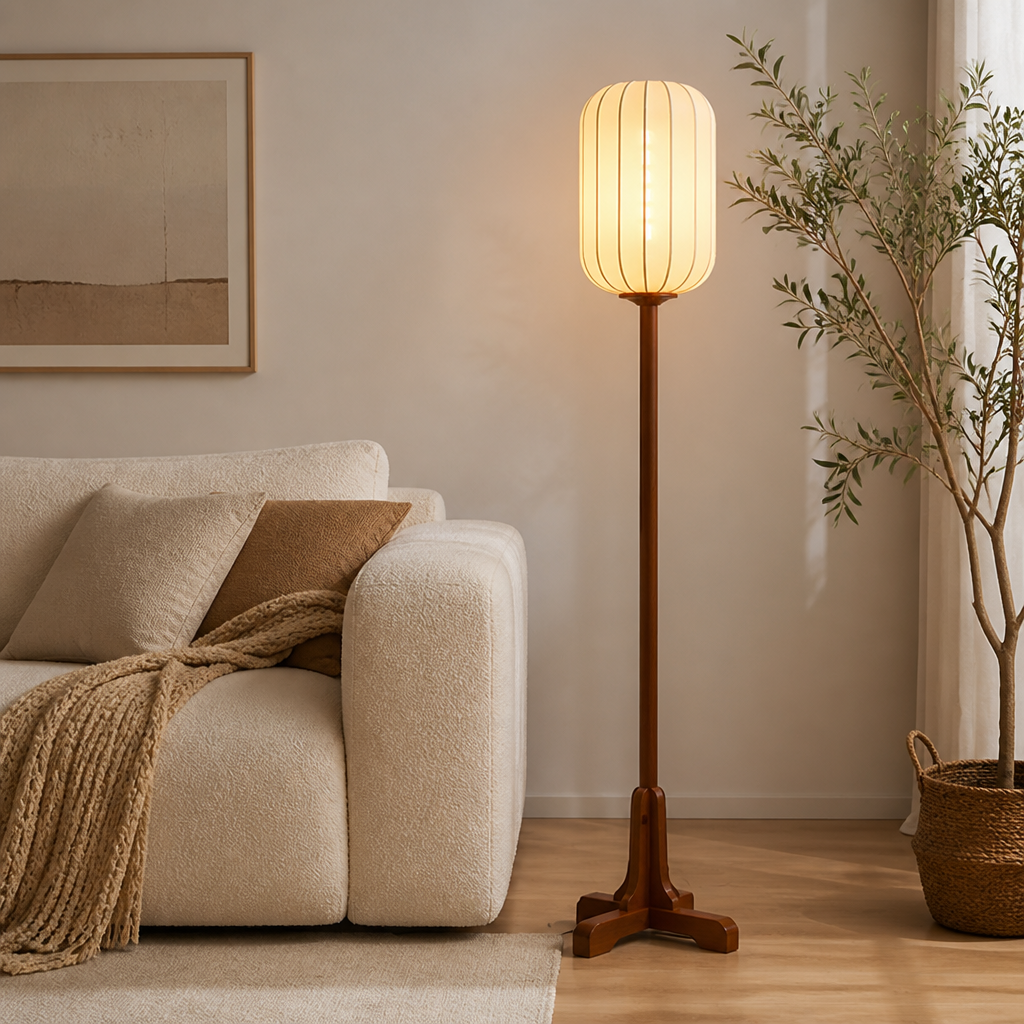 Vintage Solid Wood LED Floor Lamp