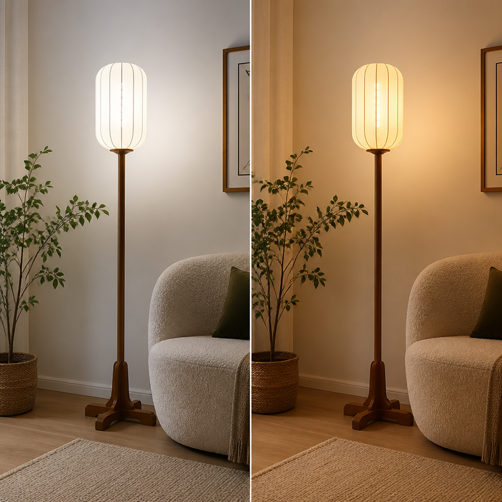 Vintage Solid Wood LED Floor Lamp