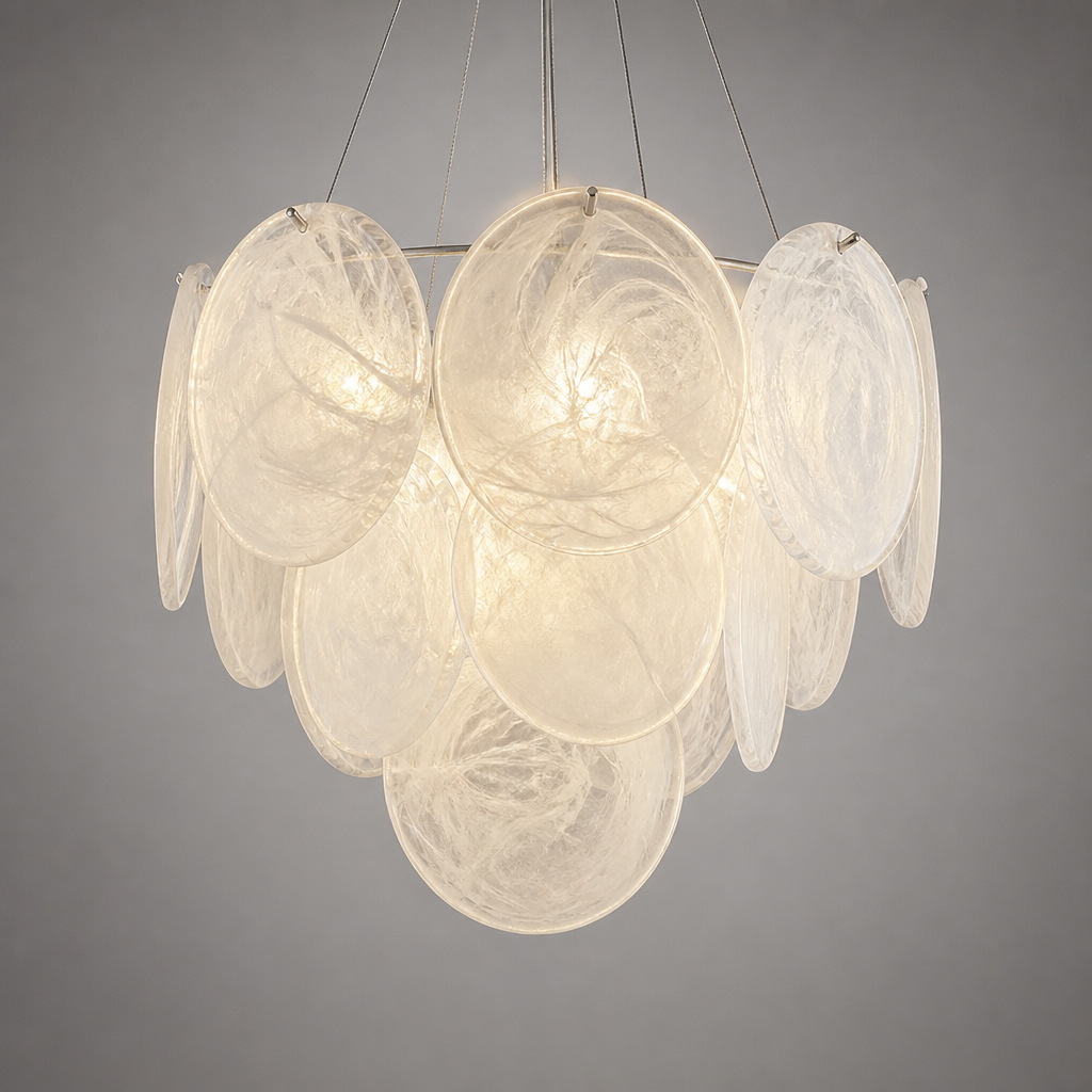 Vintage White LED Round Chandelier