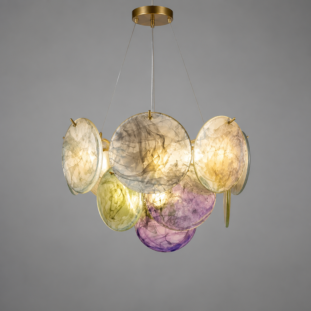 Vintage White LED Round Chandelier