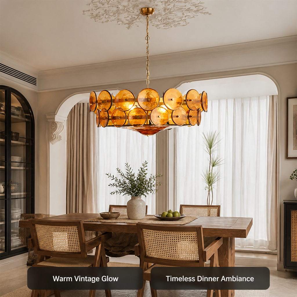 Vintage White LED Round Chandelier