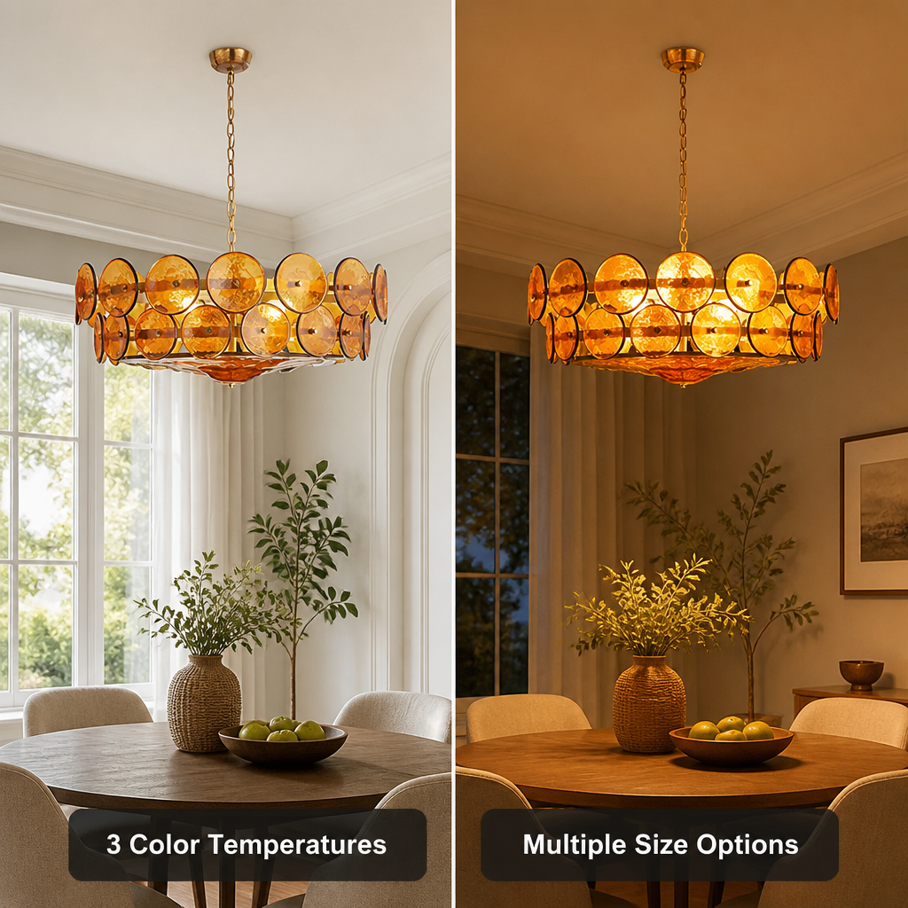 Vintage White LED Round Chandelier