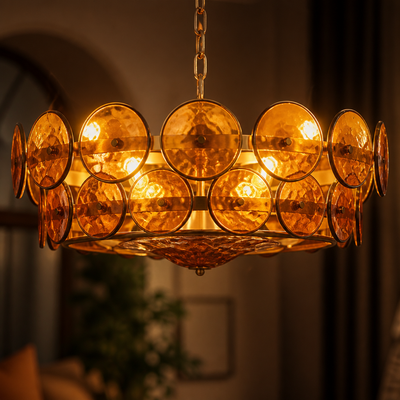 Vintage White LED Round Chandelier