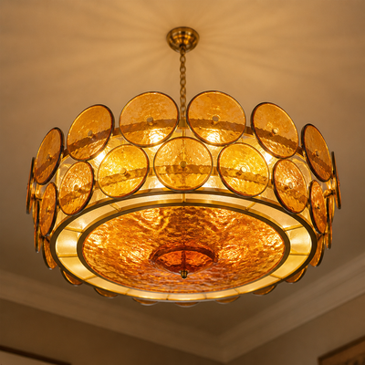 Vintage White LED Round Chandelier