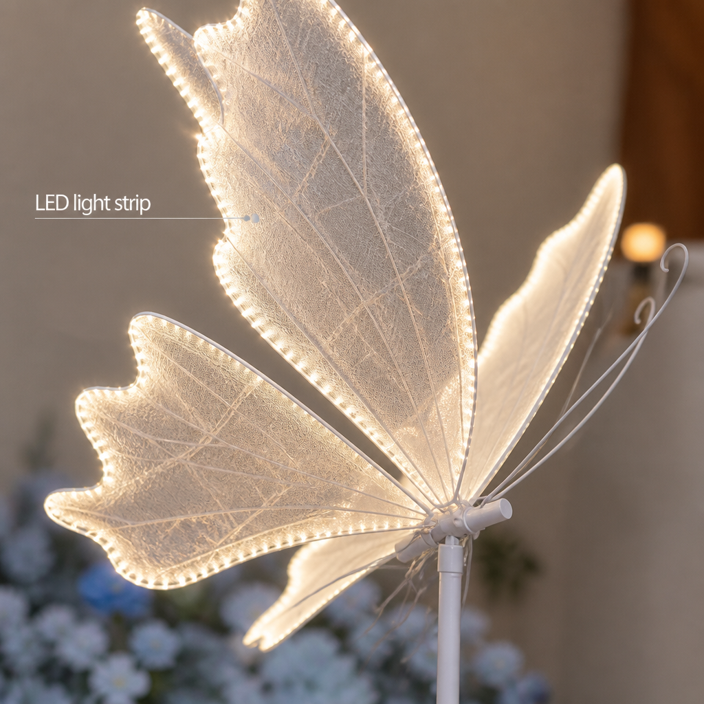 Vintage White Lace LED Butterfly Floor Lamp