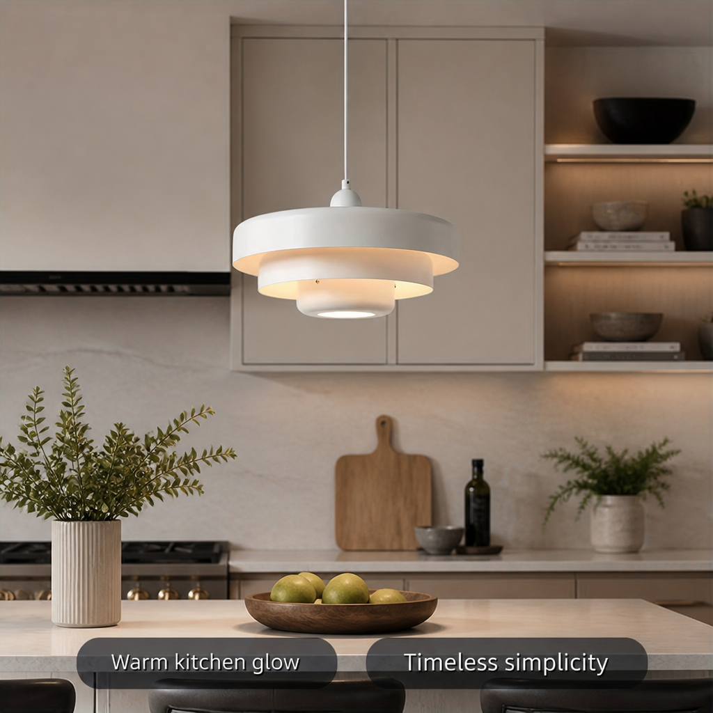 Vintage White Metal Three-Layer Pendant Light