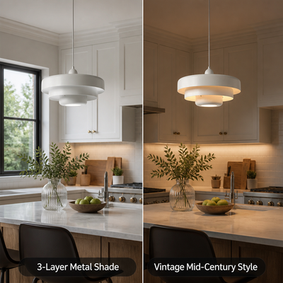 Vintage White Metal Three-Layer Pendant Light