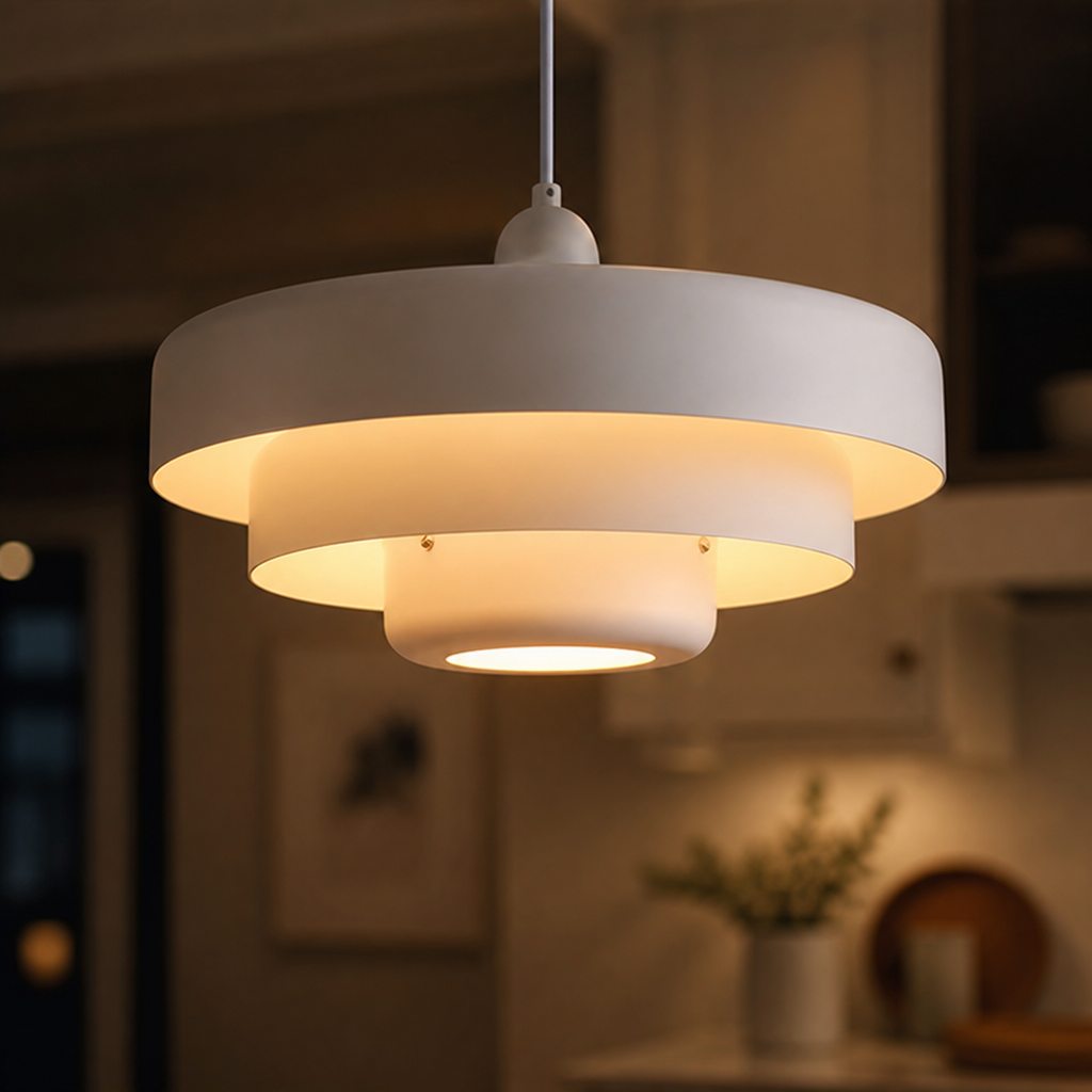 Vintage White Metal Three-Layer Pendant Light