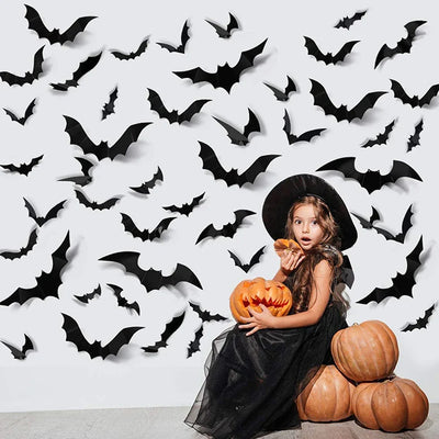 Wall Stickers 3D Bat Self-Adhesive Set of 24