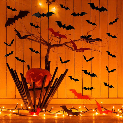 Wall Stickers 3D Bat Self-Adhesive Set of 24