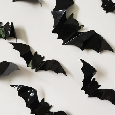 Wall Stickers 3D Bat Self-Adhesive Set of 24