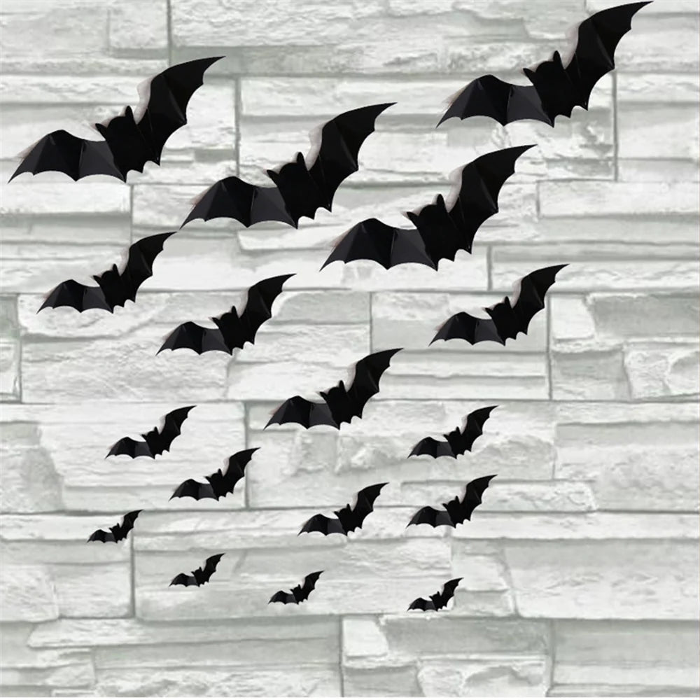 Wall Stickers 3D Bat Self-Adhesive Set of 24