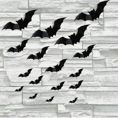 Wall Stickers 3D Bat Self-Adhesive Set of 24