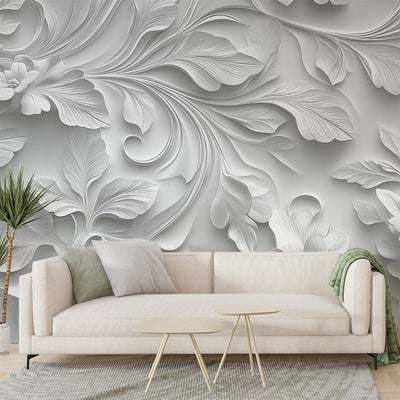 Wallpaper 3D Embossed Floral Paste & Self-Adhesive