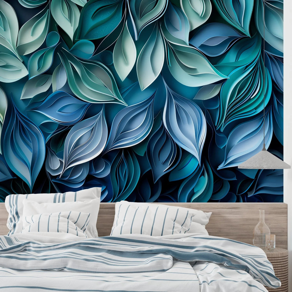 Wallpaper 3D Embossed Leaf Peel & Stick Non-Woven