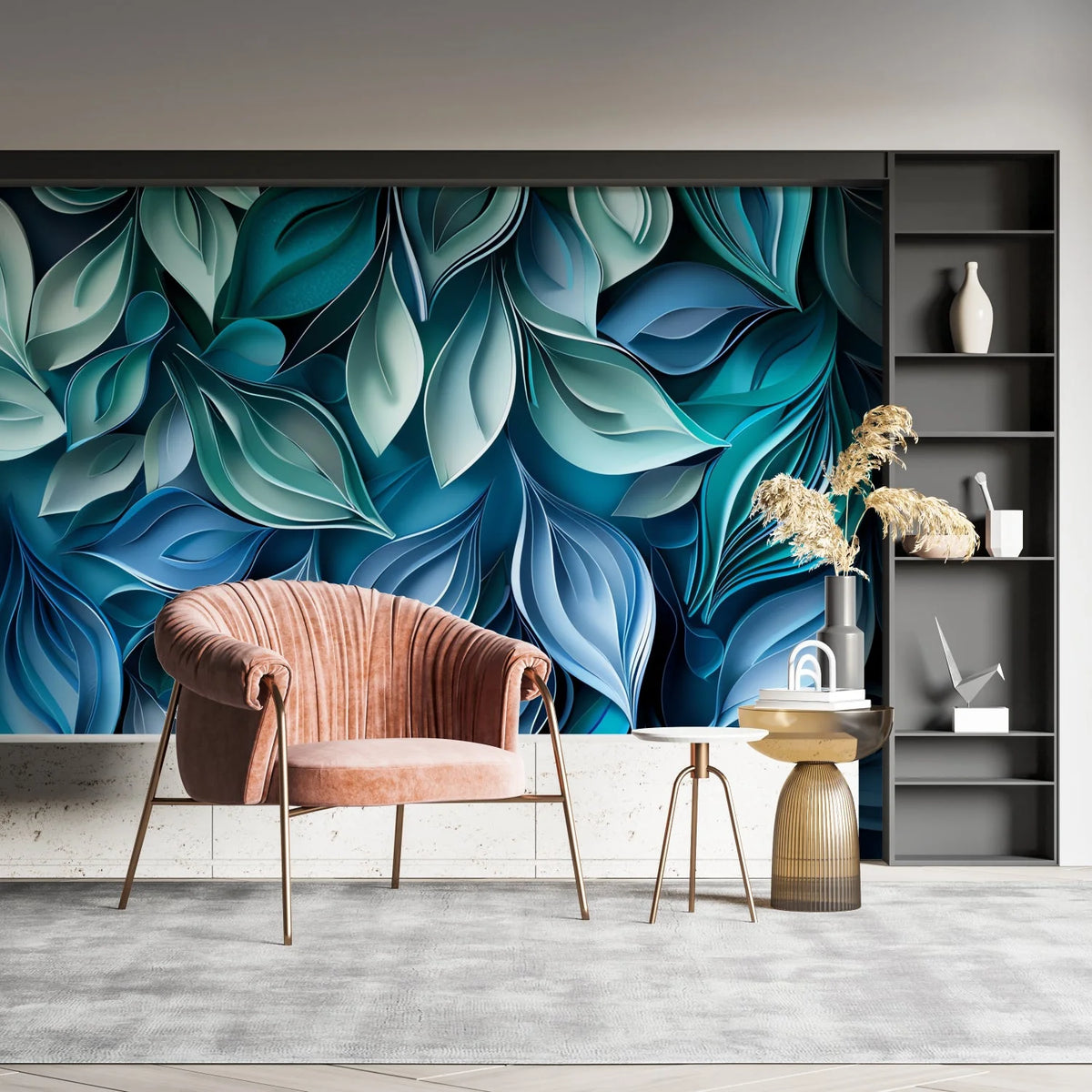 Wallpaper 3D Embossed Leaf Peel & Stick Non-Woven