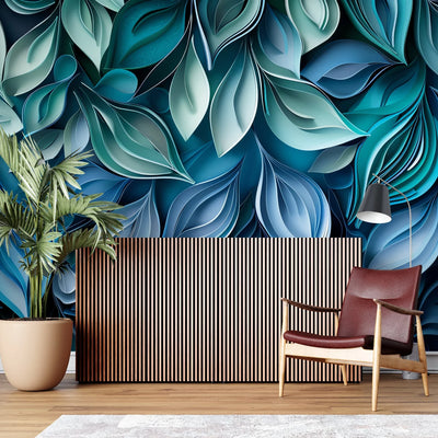 Wallpaper 3D Embossed Leaf Peel & Stick Non-Woven
