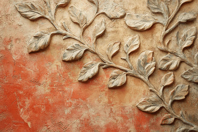 Wallpaper 3D Embossed Leaf Terracotta Self-Adhesive