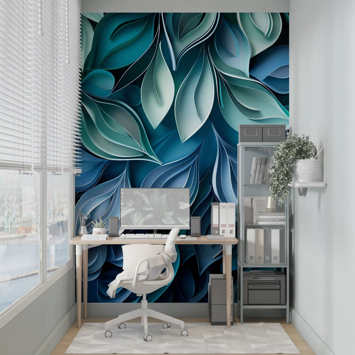 Wallpaper 3D Embossed Leaves Peel And Stick & Non-Woven