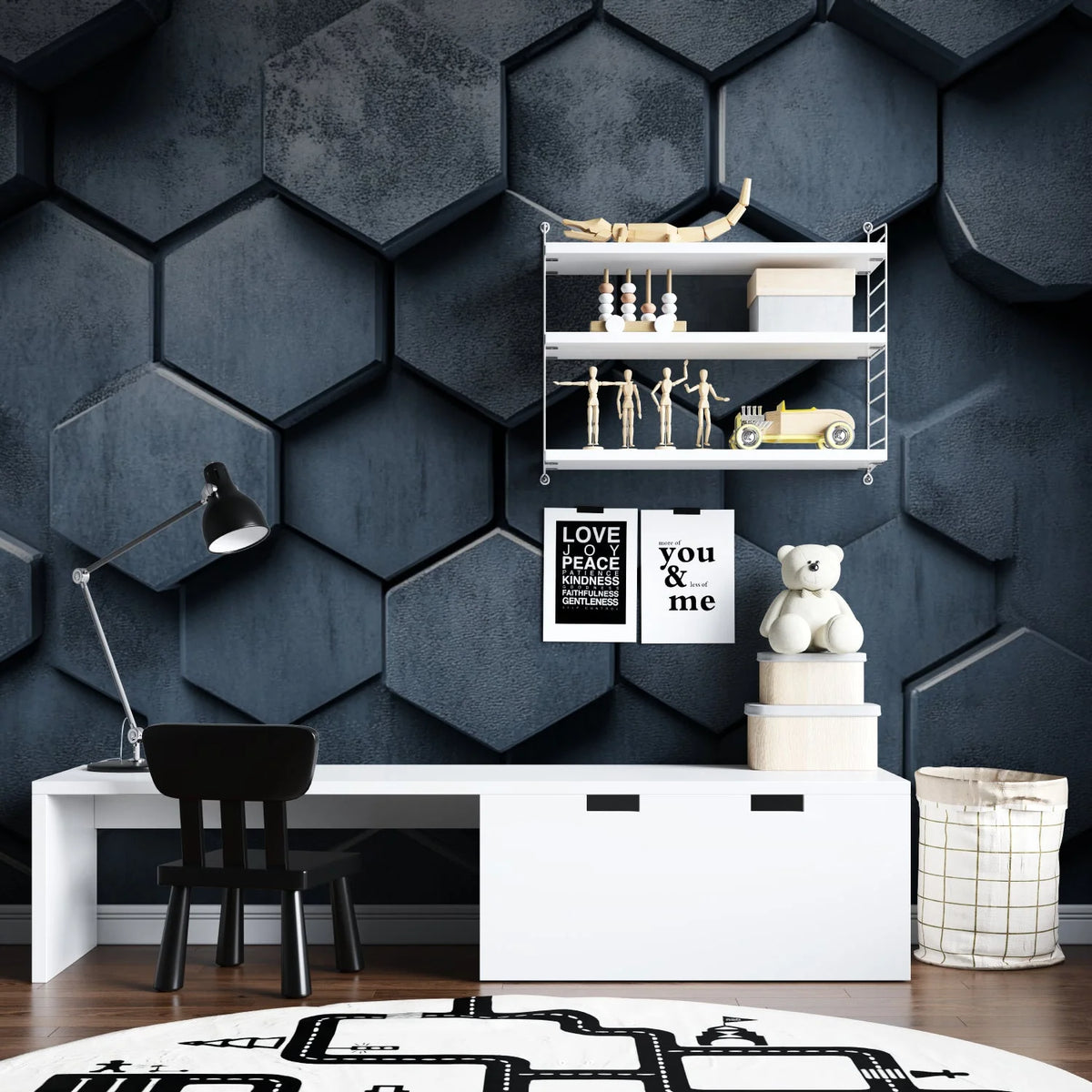 Wallpaper 3D Honeycomb Metallic Peel & Stick