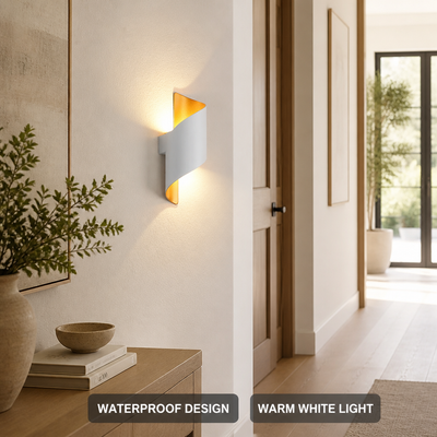 White Gold LED Outdoor Wall Light