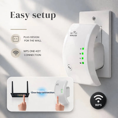 Wi-Fi Range Extender Plug-and-Play Up to 300 Mbps