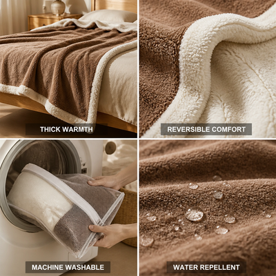 Winter Blanket Reversible Microfiber Flannel & Lambswool Water Repellent
