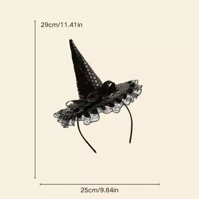 Witch Hat Feathers & Lace Trim Lightweight & Shape-Stable
