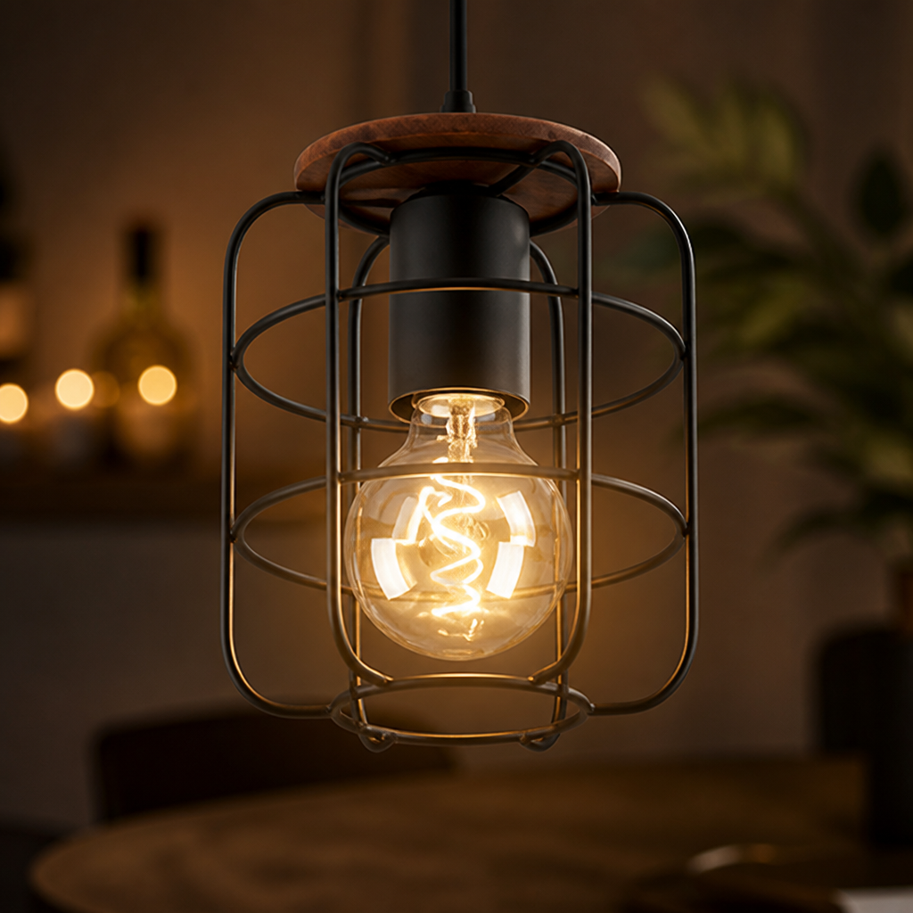 Wood Cage Pendant Light
