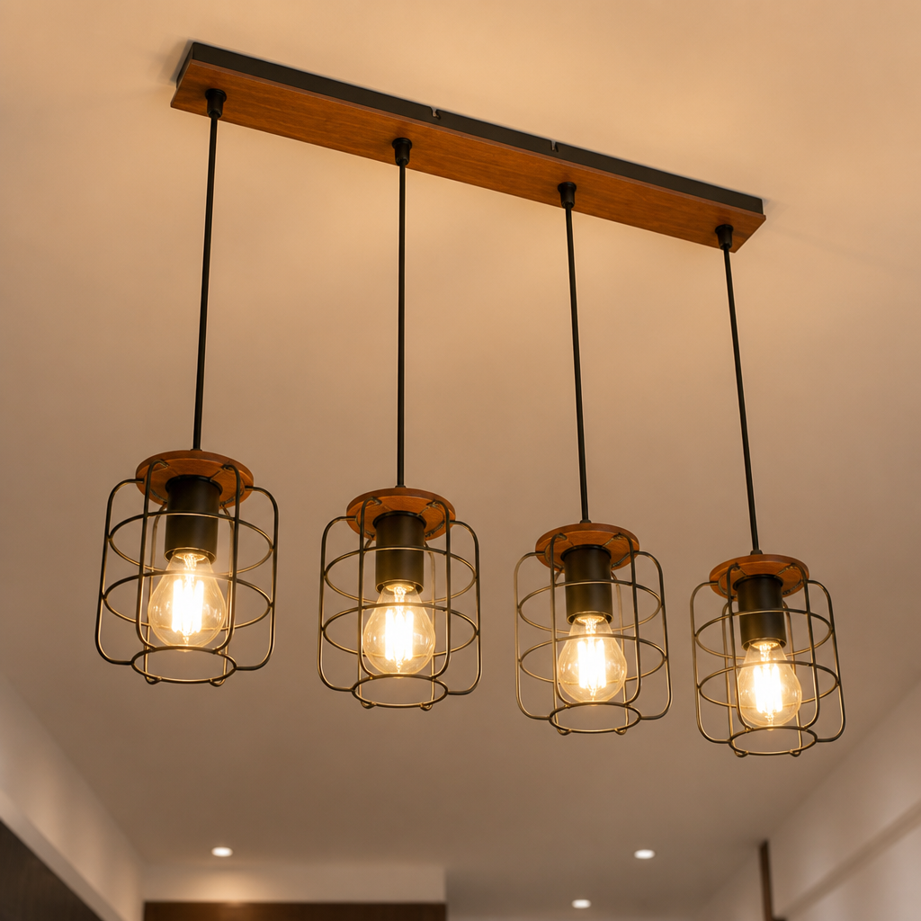 Wood Cage Pendant Light