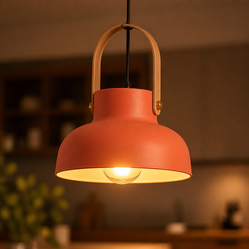 Wood-Grain Macaron Pendant Light