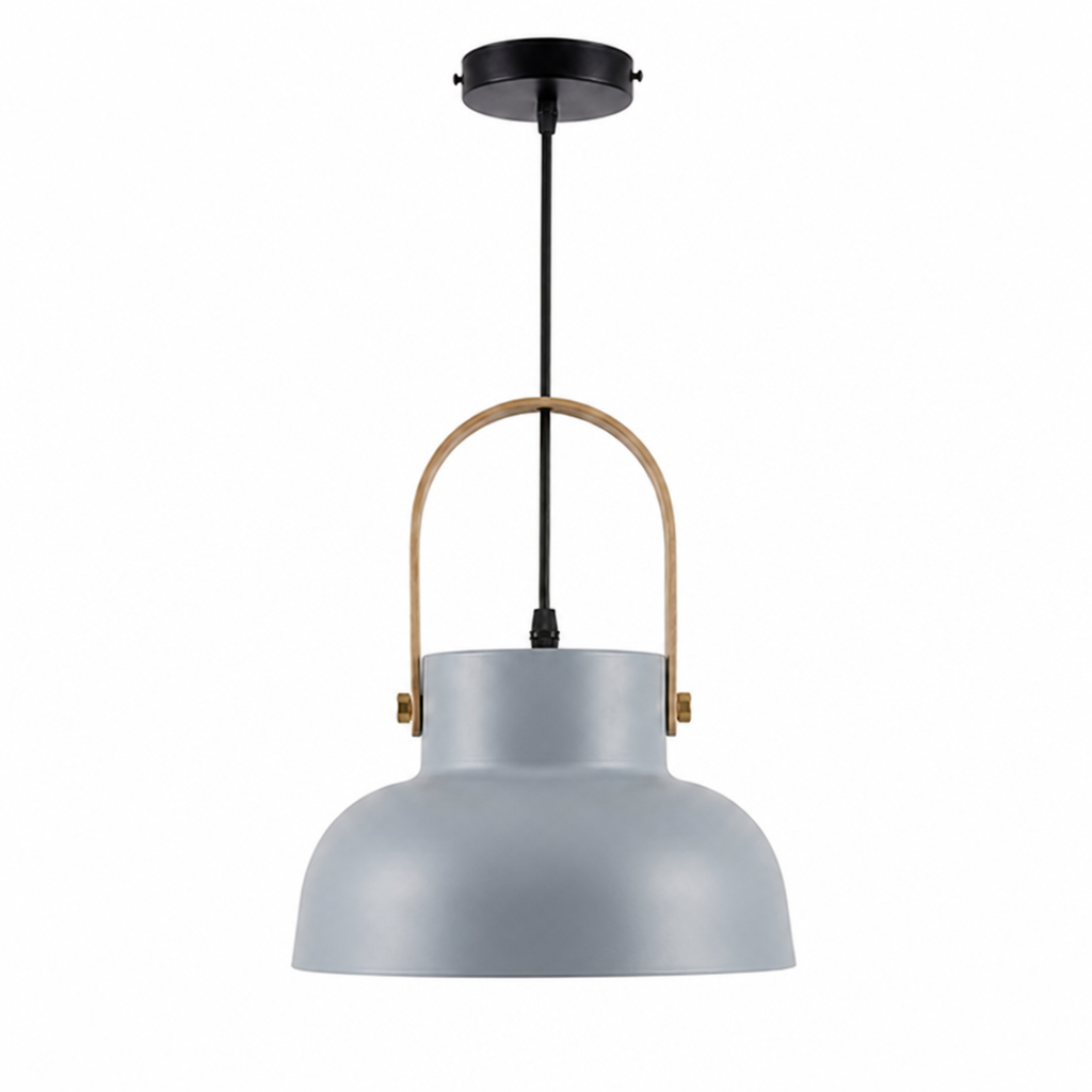 Wood-Grain Macaron Shade Pendant Light
