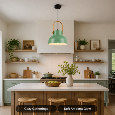 Wood-Grain Macaron Shade Pendant Light