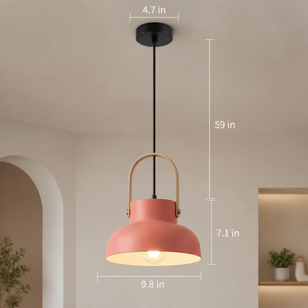 Wood-Grain Macaron Shade Pendant Light