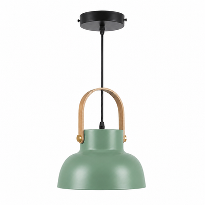 Wood-Grain Macaron Shade Pendant Light