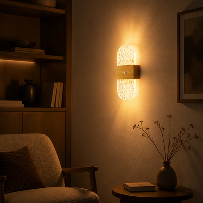 Wood LED Motion Sensor Wall Sconce