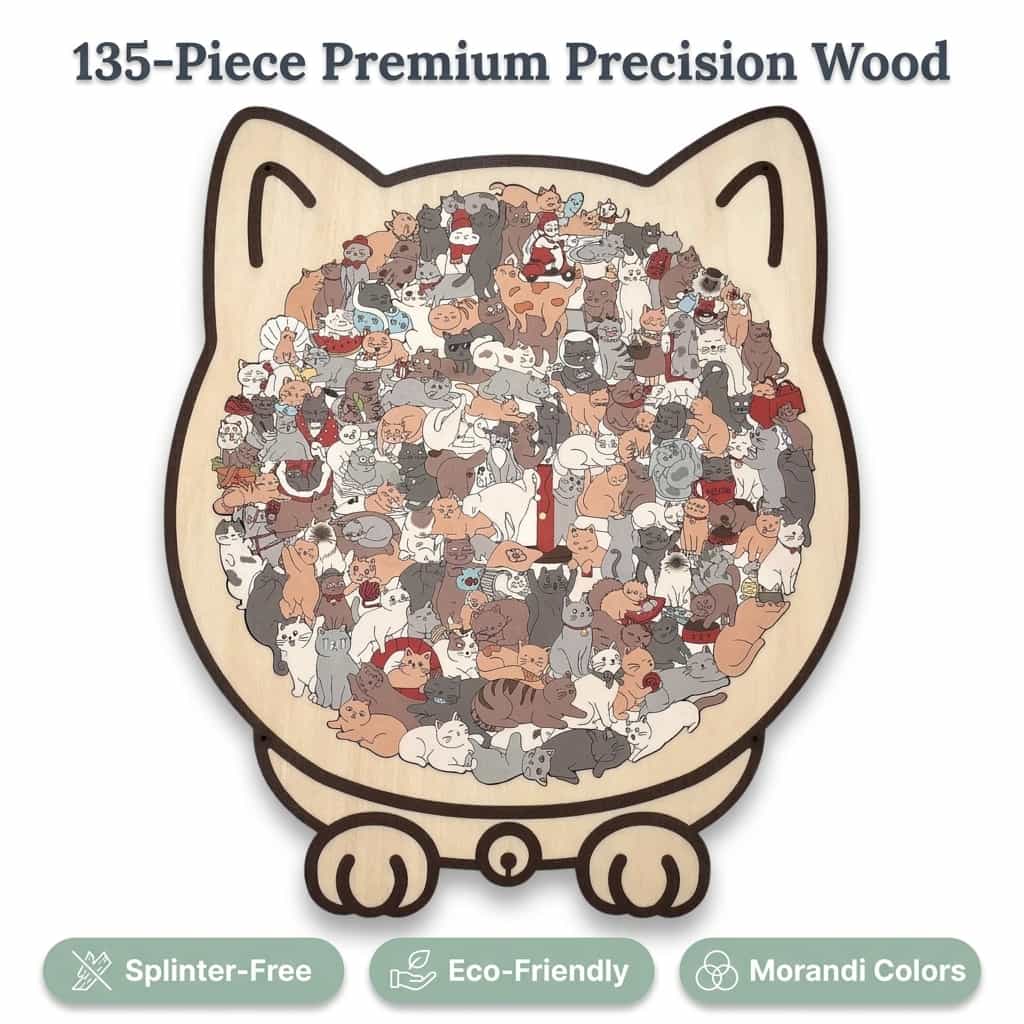 Wooden Cat Puzzle Natural Wood 135 Pieces