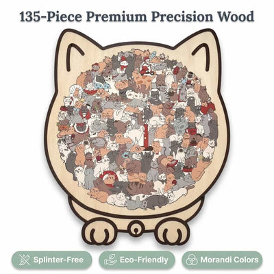 Wooden Cat Puzzle Natural Wood 135 Pieces