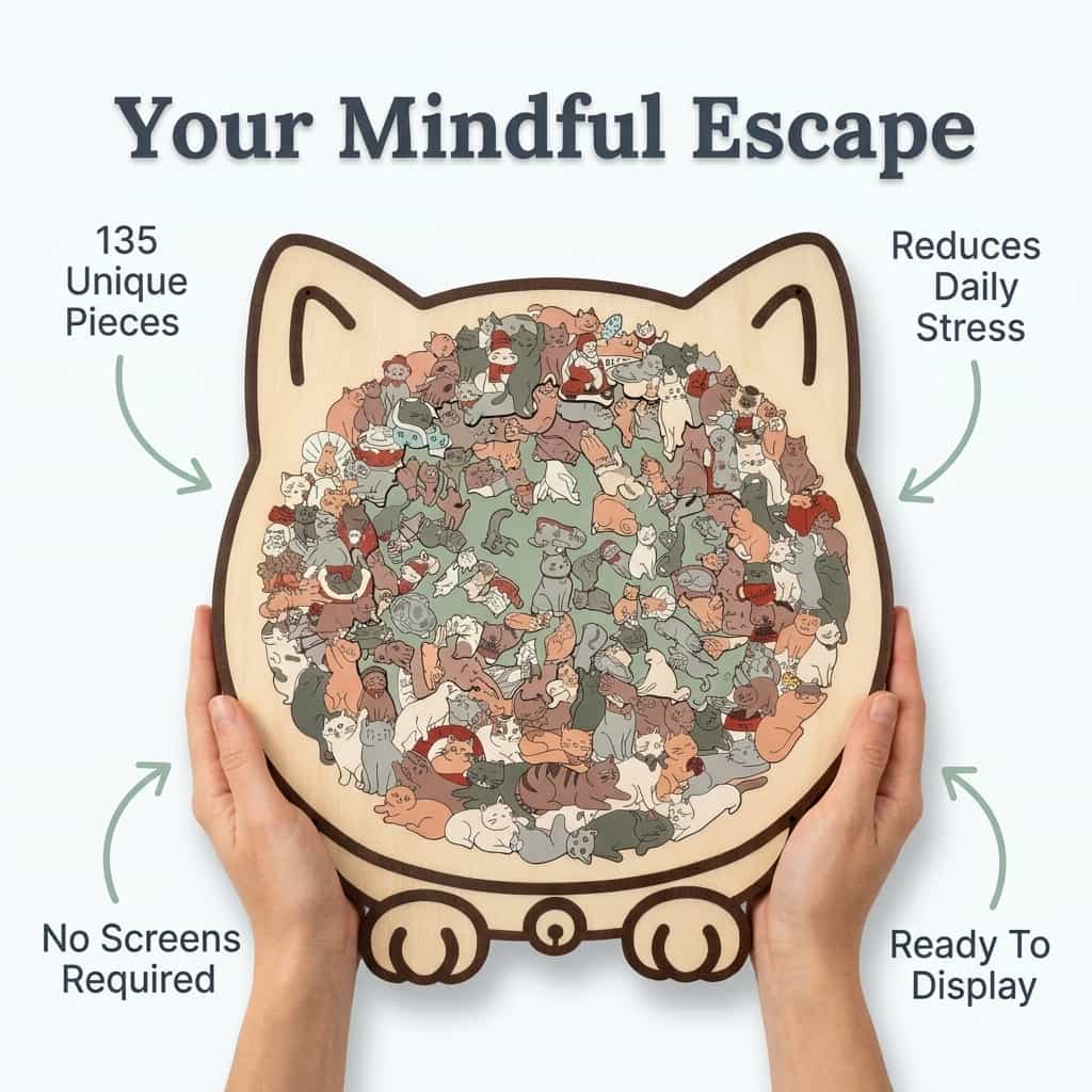 Wooden Cat Puzzle Natural Wood 135 Pieces