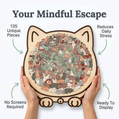 Wooden Cat Puzzle Natural Wood 135 Pieces