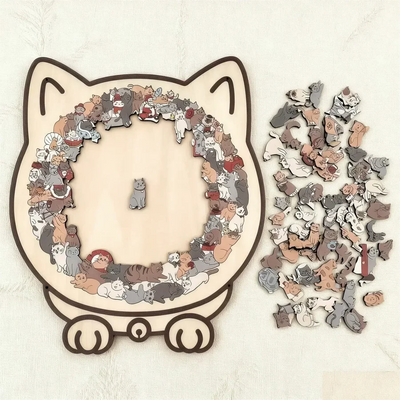 Wooden Cat Puzzle Natural Wood 135 Pieces